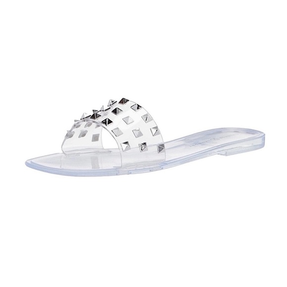 Clear Studded Slide Sandals - Picture 1 of 5